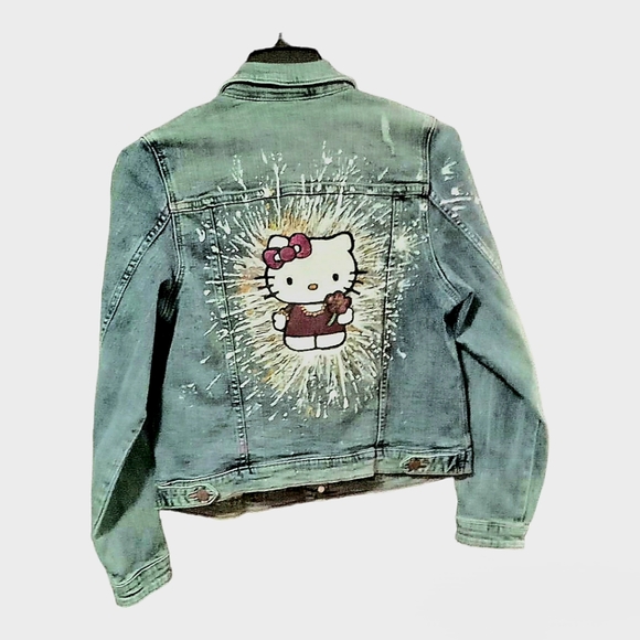 Hand painted Girls Jean jacket - Picture 1 of 3